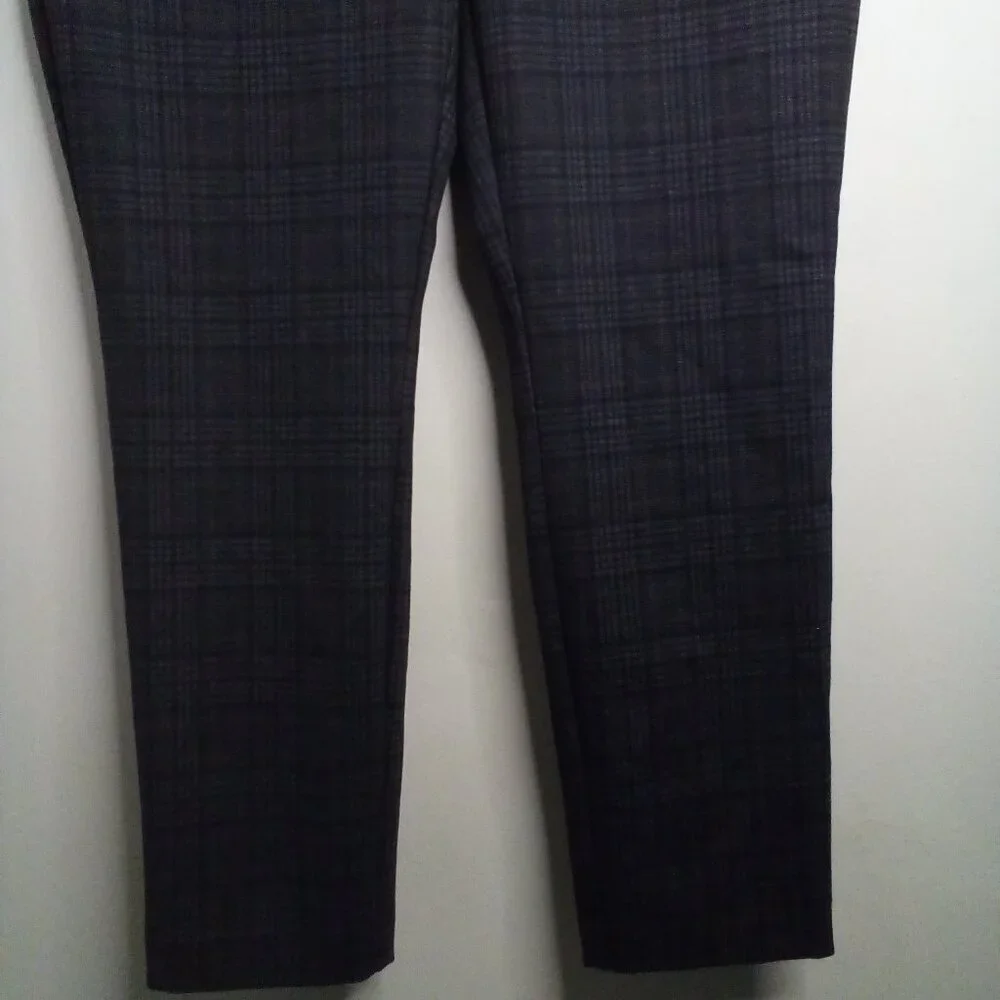 Dalia Pants Women XL Straight Leg Classic Plaid Gray Tan